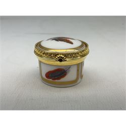 Royal Worcester porcelain pill box from The Connoisseur Collection, Flight Feathers, boxed