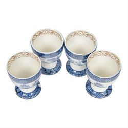 Booths Real Old Willow tea and dinner service, including six dinner plates, eight side plates, four egg cups, milk jug etc 