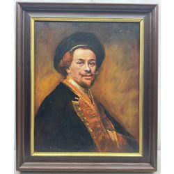 Tom Keating (British 1917-1984): Self Portrait as Rembrandt, oil on canvas signed 49cm x 39cm