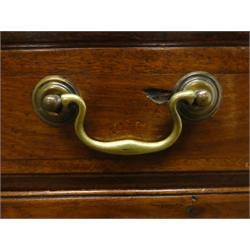  George III mahogany chest, four graduating drawers, shaped bracket supports, W80cm, H76cm, D48cm  