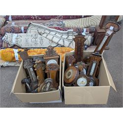 Collection of barometers and barometer parts, in two boxes