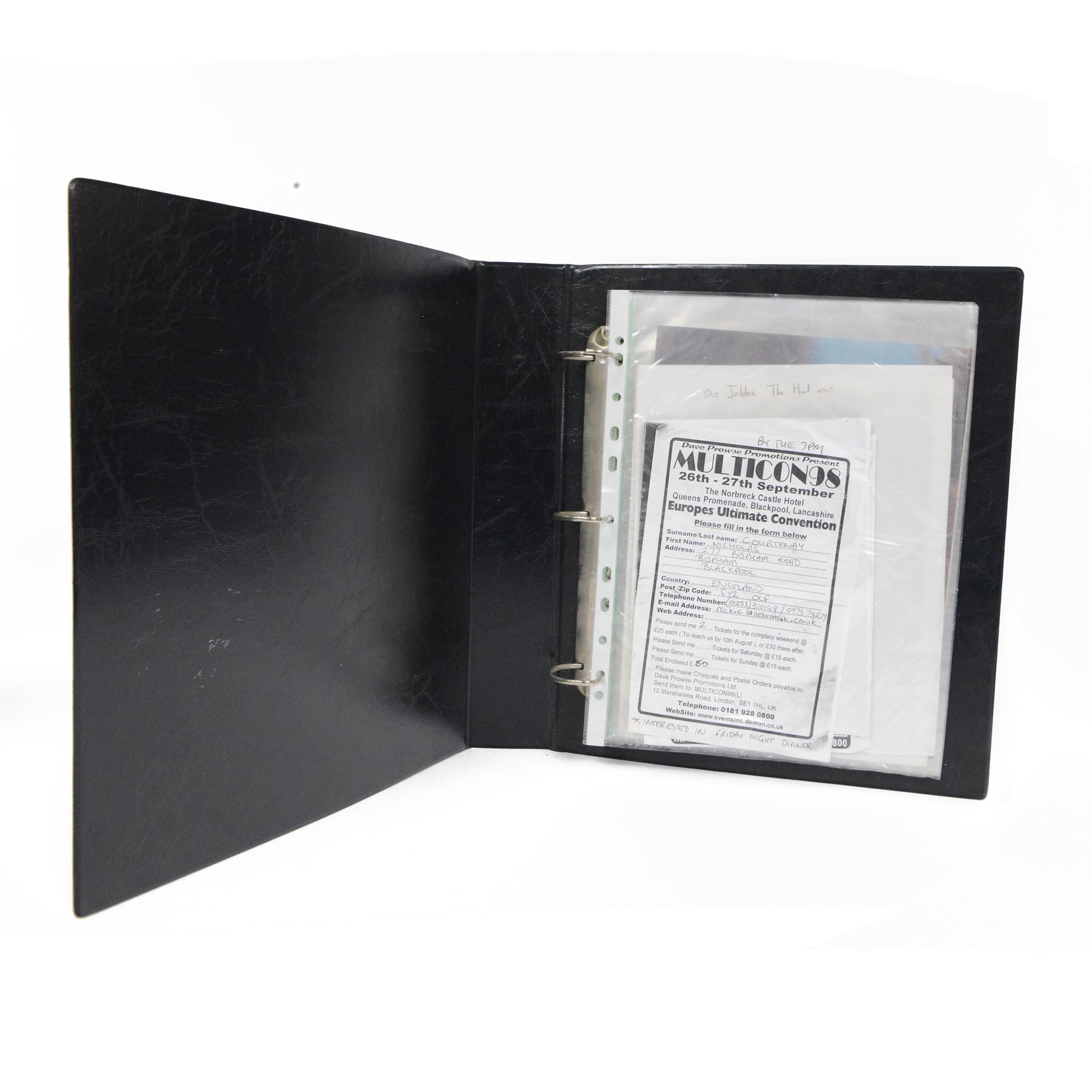 Collection of Sci-Fi signed photographs, mostly Star Wars, including Kenny Baker (R2D2), Jeremy Bulloch (Boba Fett), Michael Carter (Bib Fortuna), Phil Brown (Uncle Owen), Peter Mayhew (Chewbacca), Mike Edmonds (Logray), Warwick Davies (Wicket), Dave Prowse (Darth Vader) and Lou Ferringo (The Hulk), all dedicated, obtained at the Dave Prowse Promotions Mulitcon Event 1998 at The Norbreck Caste Hotel, Blackpool