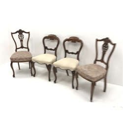 Two Victorian mahogany chairs with upholstered seats (W49cm) and two Edwardian mahogany salon chair (W48cm)