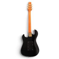 Burns Club Series Marquee electric guitar, serial no. 2070044, circa   early 2000s, black gloss body with marbled metallic blue scratch plate, in a Stagg soft case, guitar L99cm