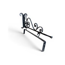Blacksmith made wrought metal wall hanging sign bracket, scrollwork detail, including wall bracket and sign bracket