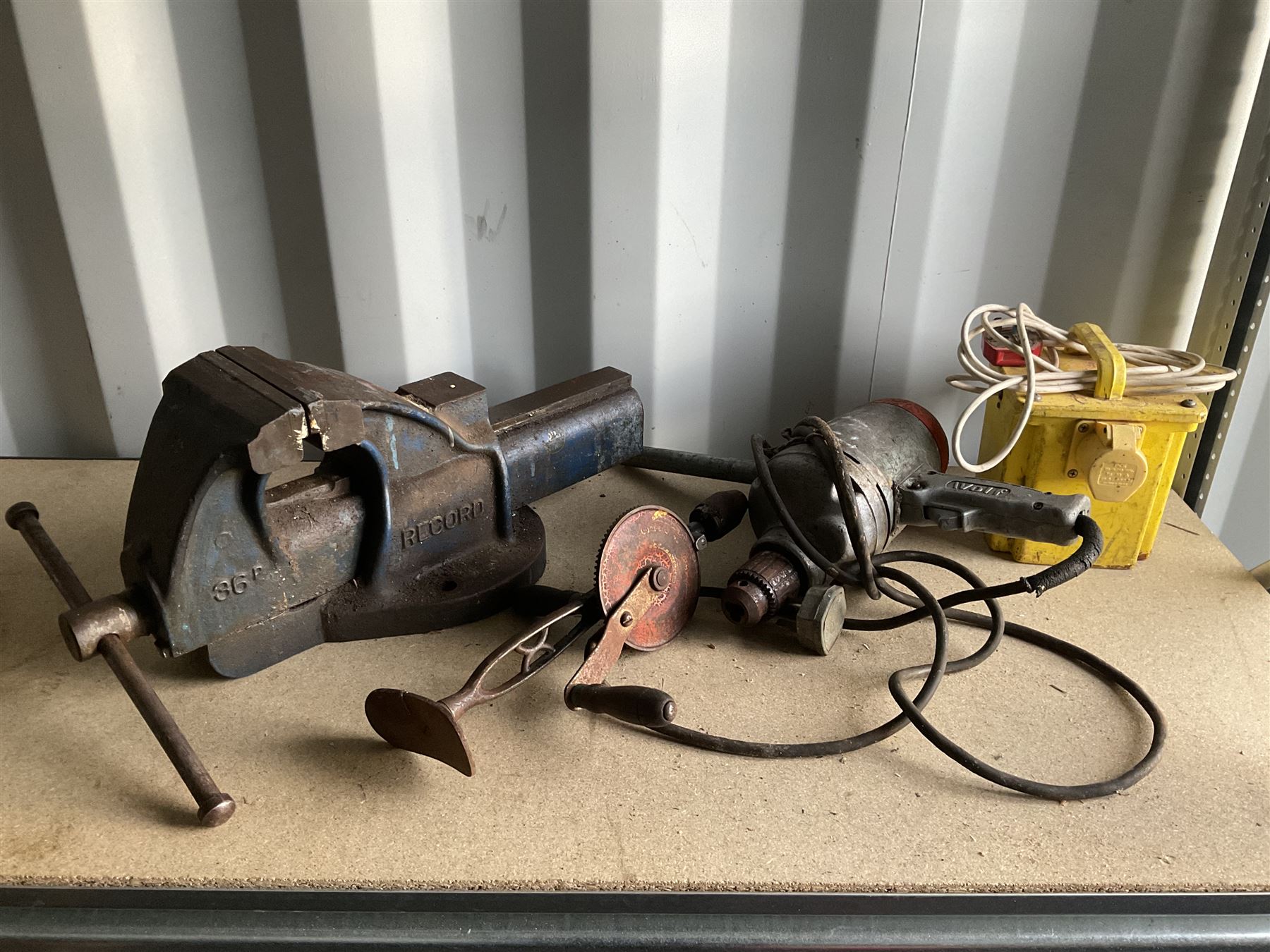 Large Record 36p vice with drills and transformer  - THIS LOT IS TO BE COLLECTED BY APPOINTMENT FROM DUGGLEBY STORAGE, GREAT HILL, EASTFIELD, SCARBOROUGH, YO11 3TX