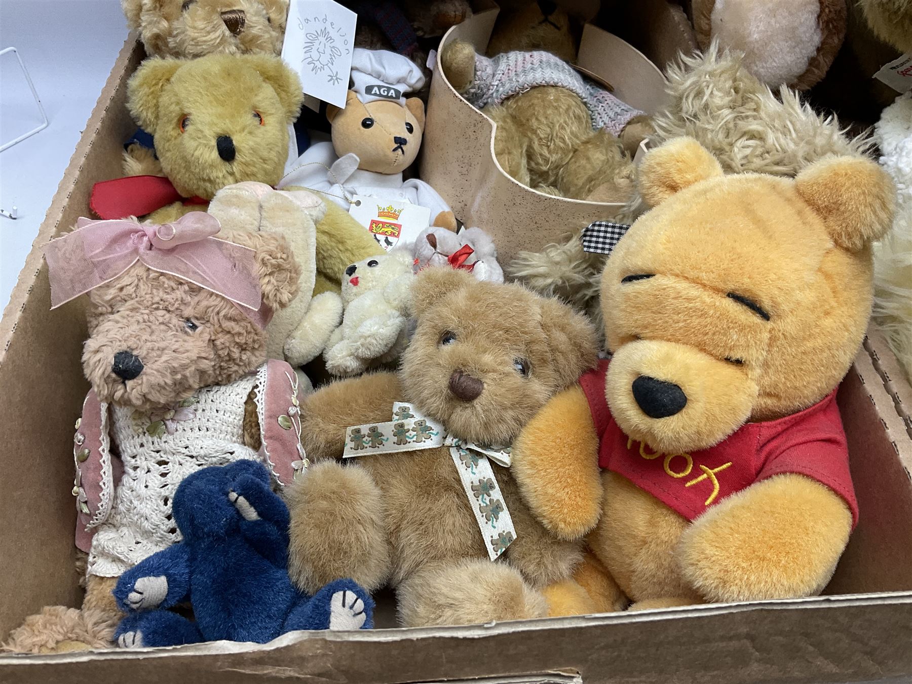 Large quantity of teddy bears together with boxed Corgi Mobilgas Mack LJ 6 tanker and two Corgi Eddie Stobart die cast lorries