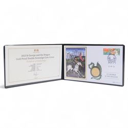 King Charles III Tristan da Cunha 2023 'Saint George and the Dragon' gold proof double sov...