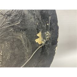 Justin Mathieu; oval high relief plaque depicting a battle scene, within frame H36cm