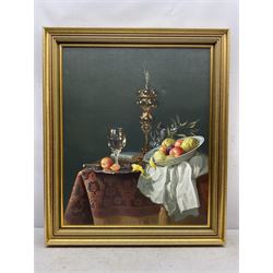 Gregori (Lysechko) Lyssetchko (Russian 1939-): Still Life of Fruit and Wine Glass, oil on canvas signed and dated 2004, 72cm x 59cm 
Provenance: private collection, purchased David Duggleby Ltd 7th June 2019 Lot 174