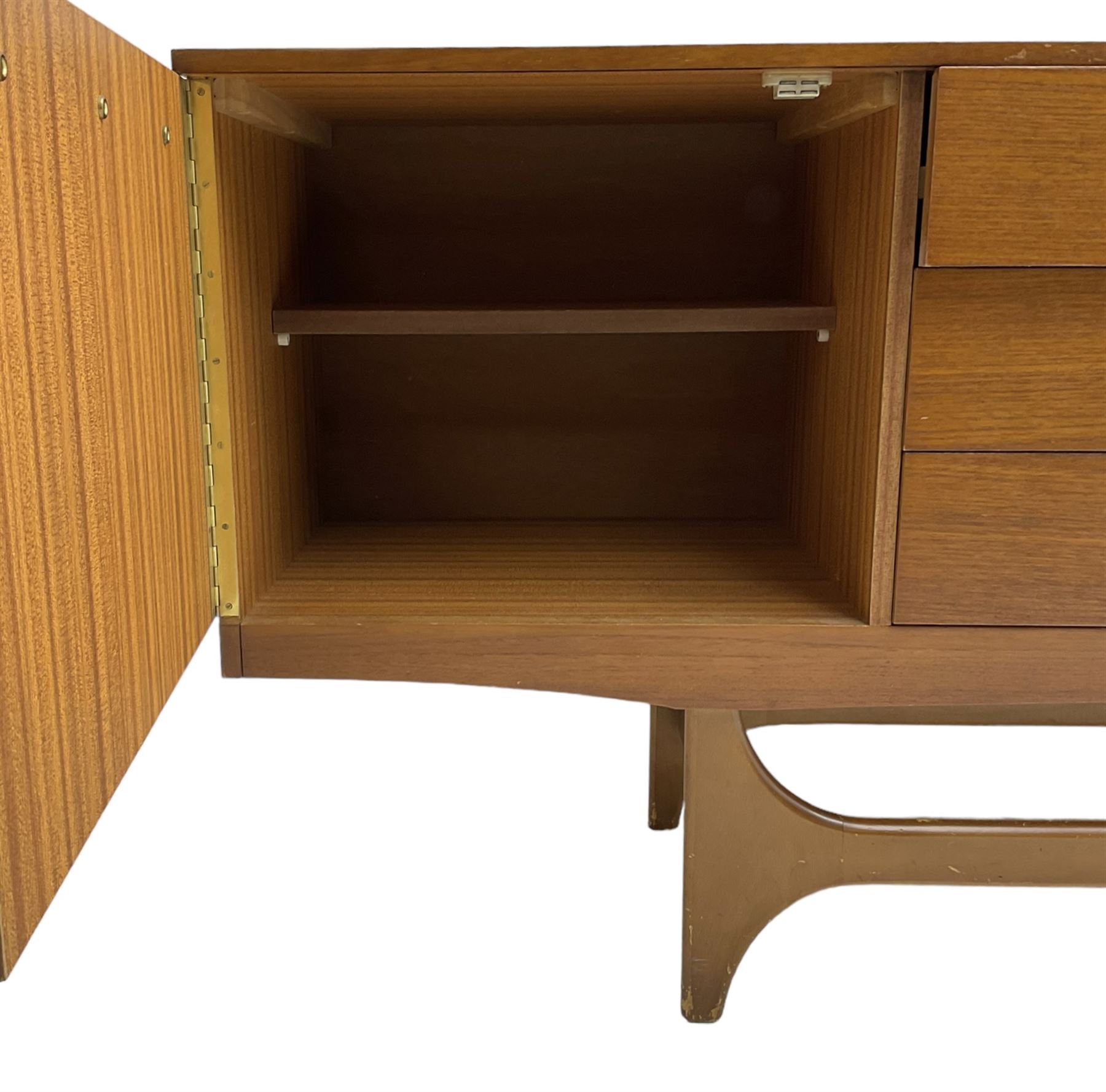 Stateroom by Stonehill - mid-20th century teak sideboard, fitted with single cupboard, double cupboard and three drawers