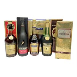 Mixed alcohol, to include Hennessy very special cognac, Martell VSOP cognac, De Valcourt Napoleon French brandy, etc, various contents and proof (5)