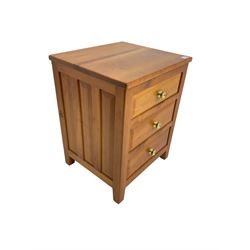 Knightman - cherrywood pedestal chest, fitted with three drawers, on square feet by Horace Knight workshop of Balk, Thirsk