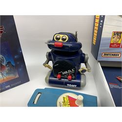 Matchbox 'The Thunderbirds' limited edition Commemorative Set, boxed with paperwork; Tomy 'Mr. D.J.' blue plastic robot radio; Mettoy Walt Disney Movie Viewer with three cassettes; and 1995 boxed set of the Star Wars trilogy VHS video tapes