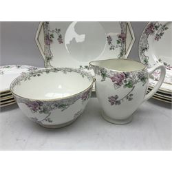 Shelley Bramble Rose pattern tea service, comprising milk jug, open sucrier, ten cups and twelve saucers, twelve dessert plates and two cake plates (38)