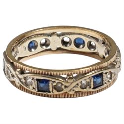 9ct gold synthetic sapphire and white spinel full eternity ring