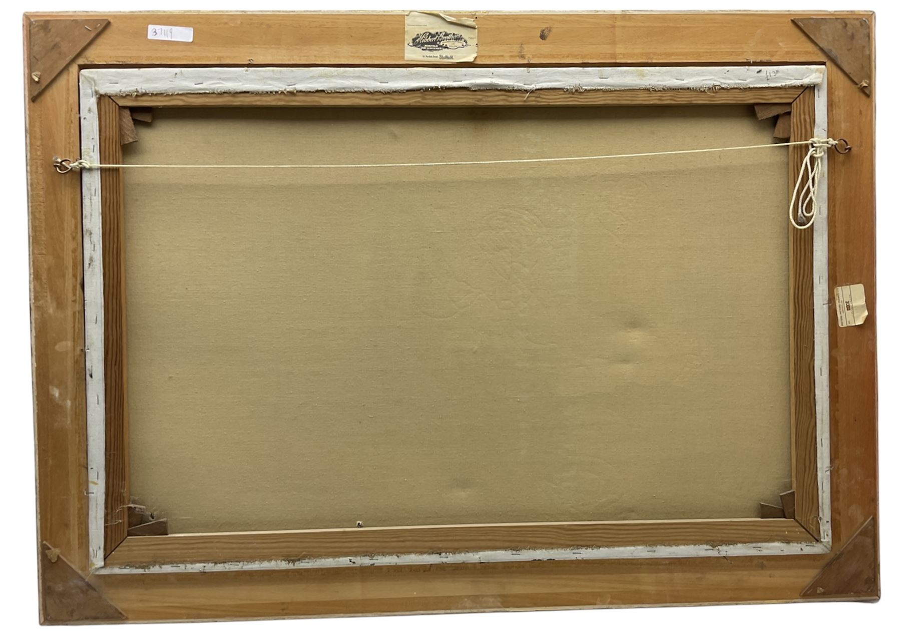 H Sanders (Continental 20th century): Castle in Highland River Landscape, oil on canvas signed 60cm x 91cm