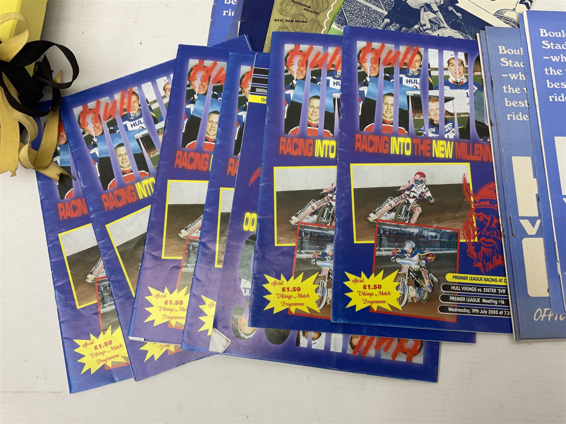 1951 FA Cup final Blackpool V Newcastle United programme, together with a collection of other sporting programmes, mostly Speedway official examples, and a football rattle.