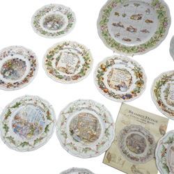 Collection of Royal Doulton Brambly Hedge wares, comprising two calendar plates, 2002 and 2003, four recipe plates 'Strawberry Shortcake' 'Apple Pie' 'Mushroom Tart' and 'Crystalized Violets', six Midwinter plates and four season plates (16)