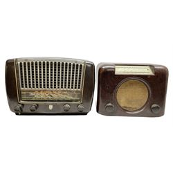 Two mid-20th century Bakelite cased valve radios, comprising Bush Type DAC.90.A, circa 1950s serial number 10/39287, and Philips 1950's Phillips Type 431A, largest H25cm W37cm D18cm