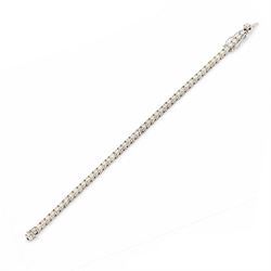 18ct white gold diamond bracelet, fifty-nine round brilliant cut diamonds, stamped 750, to...