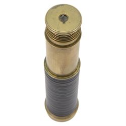 19th century six draw brass telescope, in leather case