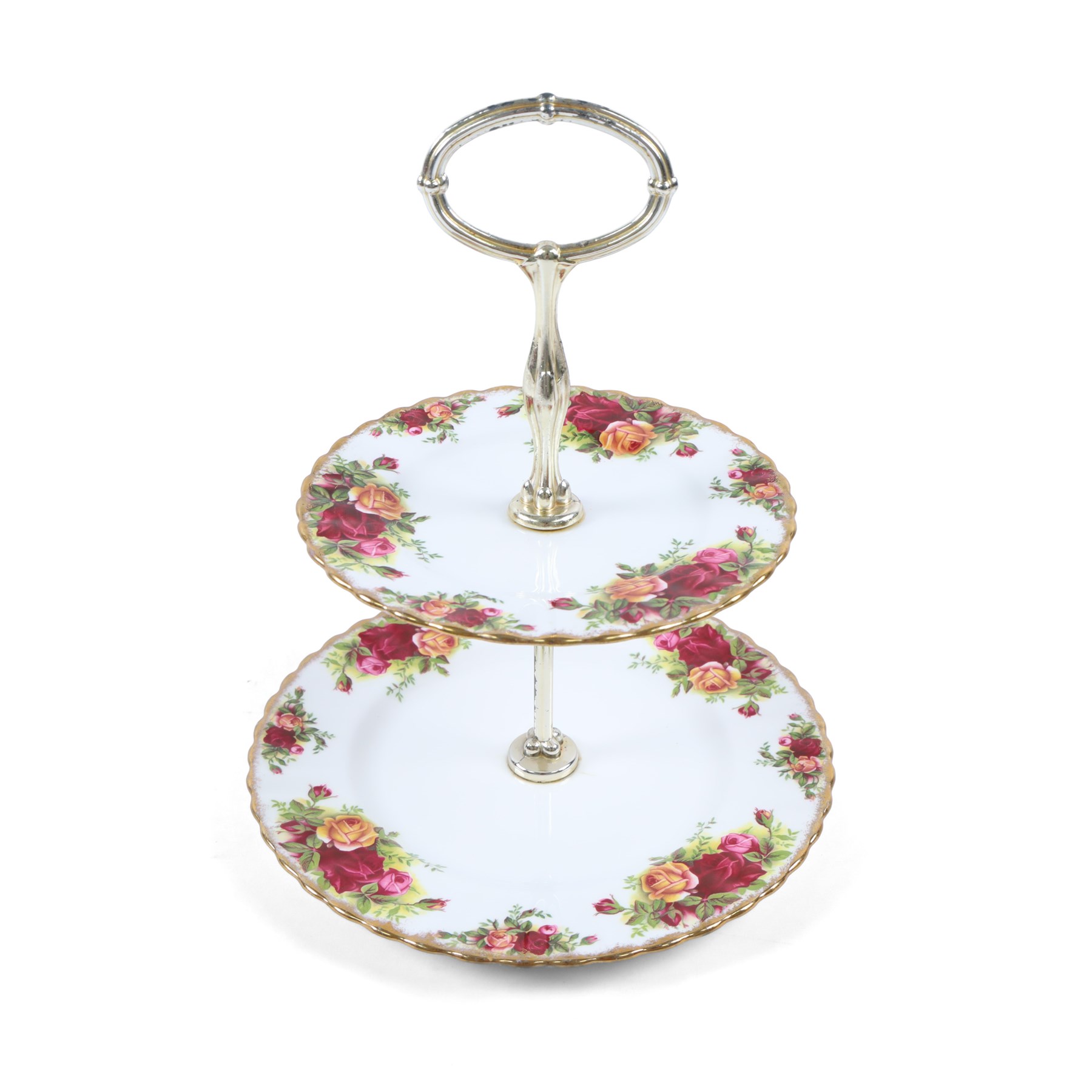 Royal Albert Old Country Roses tea set, comprising cake stand, milk jug, seven dessert plates, seven cups and ten saucers 