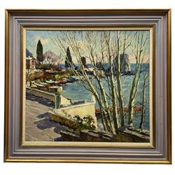 Evgeni Fedorovich Zherdzitski (Ukrainian 1928-): 'Spring, Crimea, Gurzut', oil on canvas signed and dated 1963, inscribed and labelled verso 58cm x 64cm 