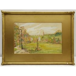 Austin Smith (Scarborough early 20th century): Garden Scene, watercolour signed and dated 1917, 21cm x 33cm