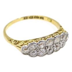  Early 20th century 18ct gold twelve stone diamond ring, Chester 1913  