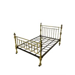 Late 19th century brass and iron 4’ 6” double bedstead