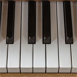 Edwardian C. Bechstein mahogany cased baby grand piano, serial no. 84403 circa 1907, retailed by 1066 Pianos Cambridge, raised on turned and faceted tapering supports terminating in brass castors, H100cm, L183cm
This item has been registered for sale under Section 10 of the APHA Ivory Act