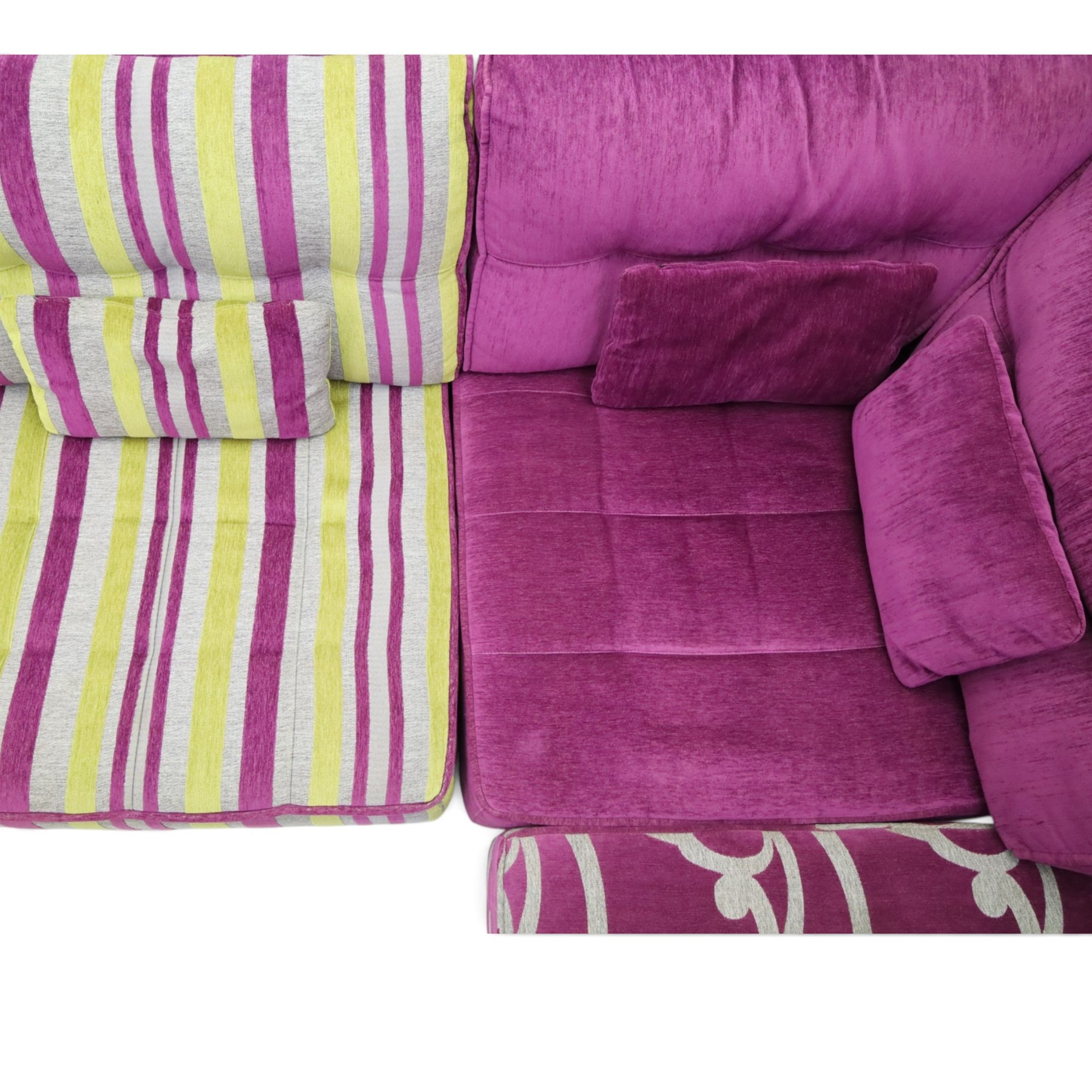 Fama - 'Arianne Love' modular sofa, comprising five sections; two corner 'C' sections, seat 'A' section and footstool, raised on bun feet
