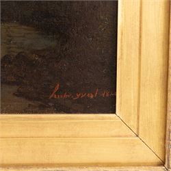 Continental School (19th Century): Cherubs near the Waters Edge, oil on canvas indistinctly signed and dated 1860, 40cm x 60cm 