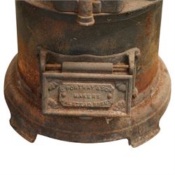 C Portways & Son (Halstead, Essex) - 19th century Slow But Sure Patent cast iron tortoise stove with five iron holders and irons