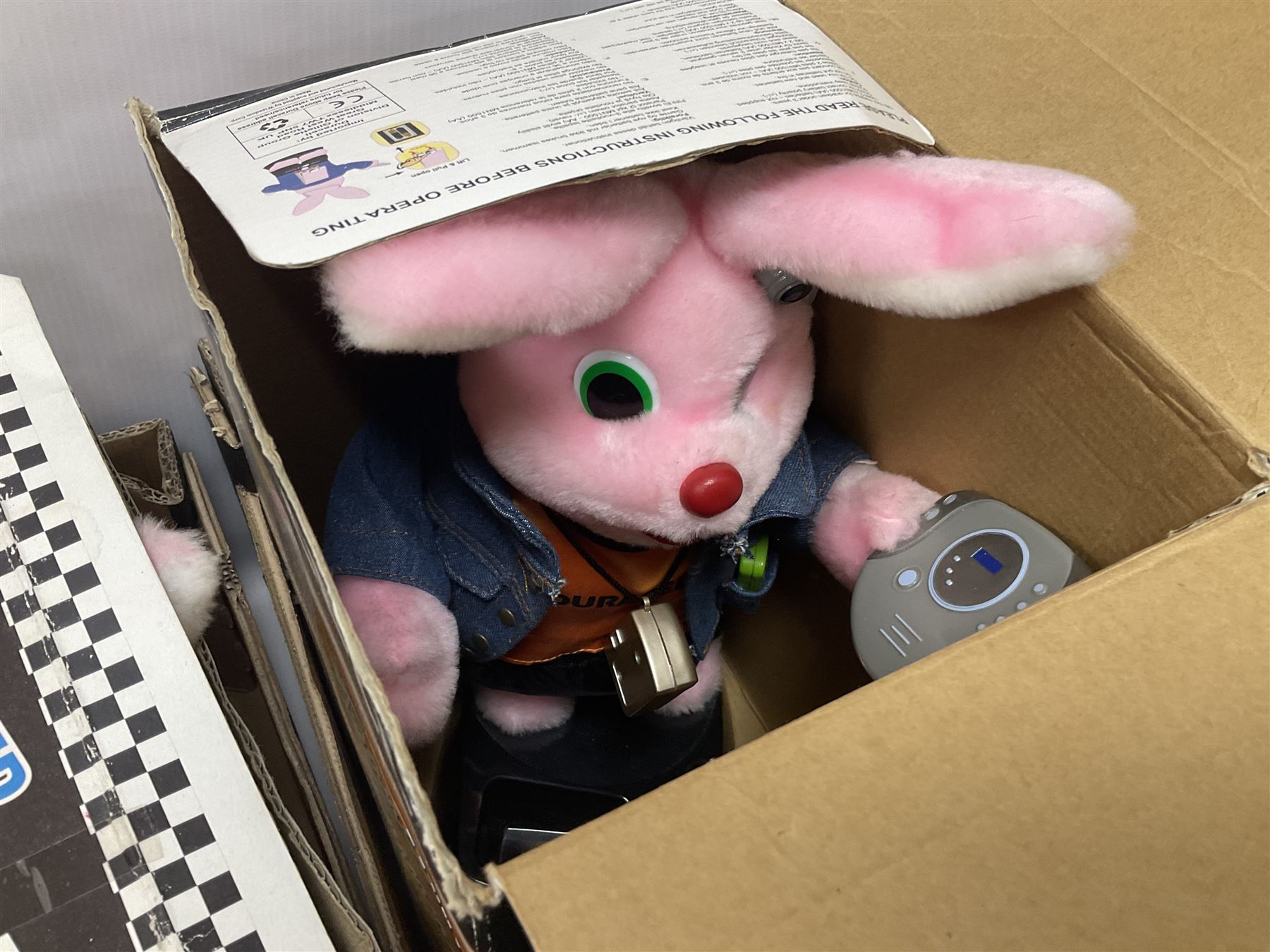 Collection of Duracell Bunny collectibles to include Racing Bunny, Fireman Bunny, Dancing Bunny etc in original boxes; Bandai collectable characters, Gremlins 2 Gizmo plushies from Applause, further soft toys and collectables etc, in three boxes 