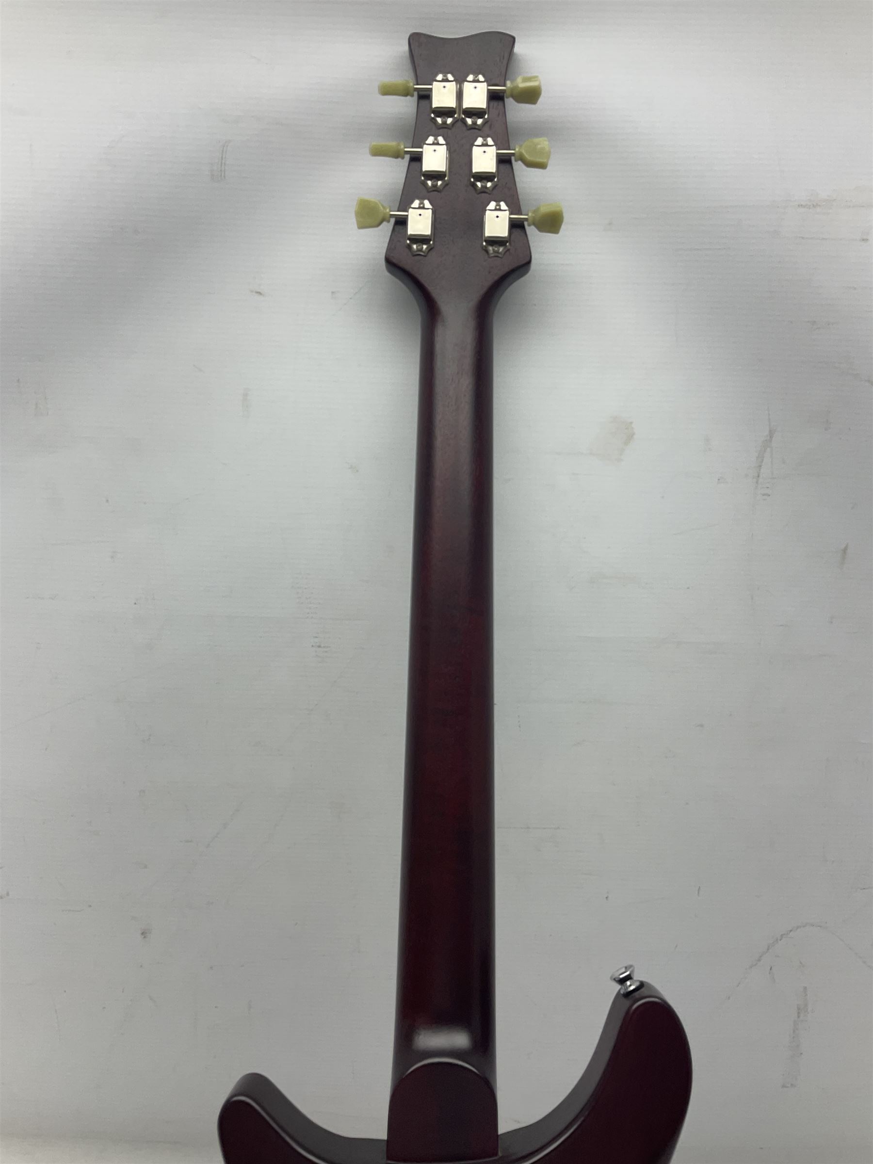 British hand-made mahogany electric guitar by 'JJ' luthier Dan Macpherson c2012 L95cm; in FX lightweight carrying case