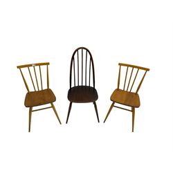 Ercol - pair '391 All-Purpose Windsor Chairs', beech and elm stick-back side or dining chairs; and Ercol - '365 Quaker Windsor Chair' (3)