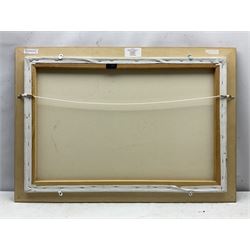 George Heiron (British 1929-2001): 'USS Missouri with HMS Edinburgh at Full Steam' - First Gulf War, oil on canvas signed and dated Aug. 1991, 49cm x 75cm