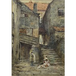 Albert George Stevens (Staithes Group 1863-1925): Arguments Yard Whitby, watercolour signed 35cm x 25cm