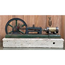 Victorian small full sized steam workshop engine, fly wheel diameter 30cm, overall length 72cm. Turns over freely, some bolts missing.  - COLLECTION BY APPOINTMENT FROM: The White House, Thirsk Road, Easingwold, York, YO61 3NF - CALL 01723 507111 TO ARRANGE