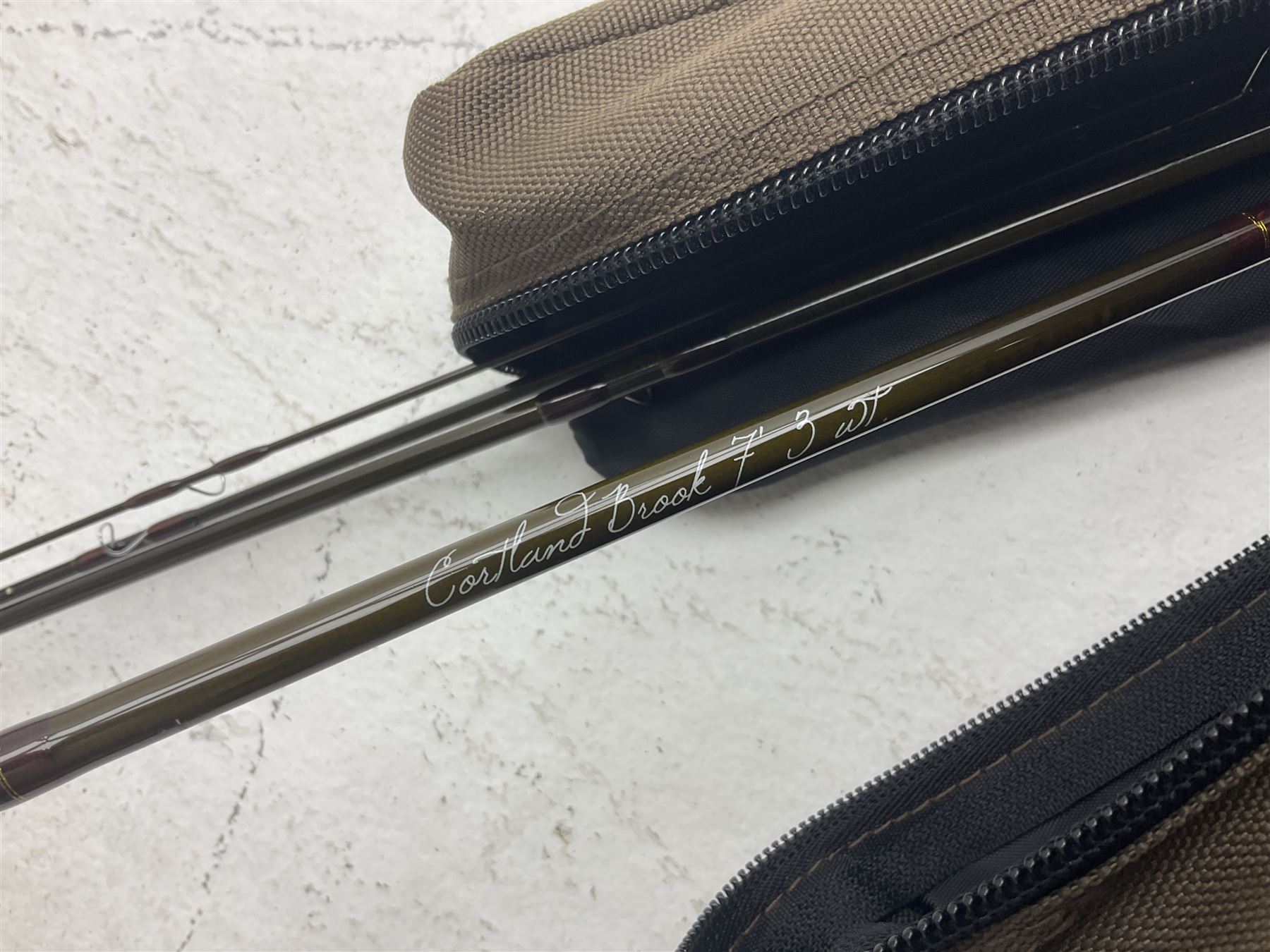 Five fly fishing rods, to include Greys Greyflex M2, Greys Missionary 9'3 etc, together with fly reel, flies, Wychwood fishing bag and various fishing other tackle items 