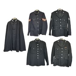 Hull City Police - vintage tunic with matching cape, collar no.H460; another tunic with WW2 medal ribbon bar; early sergeant's tunic; and later sergeant's tunic (5)
