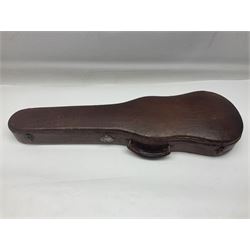 German violin c1900 stamped Stainer with 36cm two-piece maple back and ribs and spruce top L59.5cm overall; in simulated reptile skin carrying case