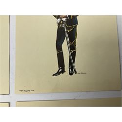 Set of four military prints by W.A Mann, all signed, three signed 1914 and one signed 1831