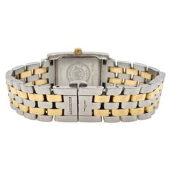 Longines DolceVita ladies stainless steel and gold quartz wristwatch, Ref. L5.155.5, mother of pearl dial with diamond hour markers and diamond set heart and 12 o'clock