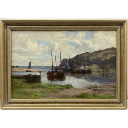 William Dalglish (Scottish 1860-1909): Campbeltown Boats at Rest, oil on canvas signed 39cm x 60cm 
Provenance: private collection, purchased James Alder Fine Art, Hexham; with McTear's Glasgow 15th May 2014 Lot 1645