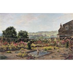 James Hardaker (British 1901-1991): 'Part of the Garden Meadowcroft - Bingley Yorkshire', oil on board signed, titled verso 38cm x 60cm