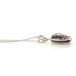  Silver labradorite pendant necklace, stamped 925  