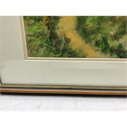 Albert Saunders (Northern British 20th century): 'Autumn at Coverdale Bridge in North Yorkshire Dales', watercolour signed, titled verso 28cm x 41cm